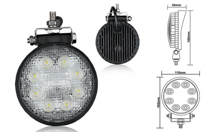 LED pracovný reflektor gulatý 12-24V (max7977)